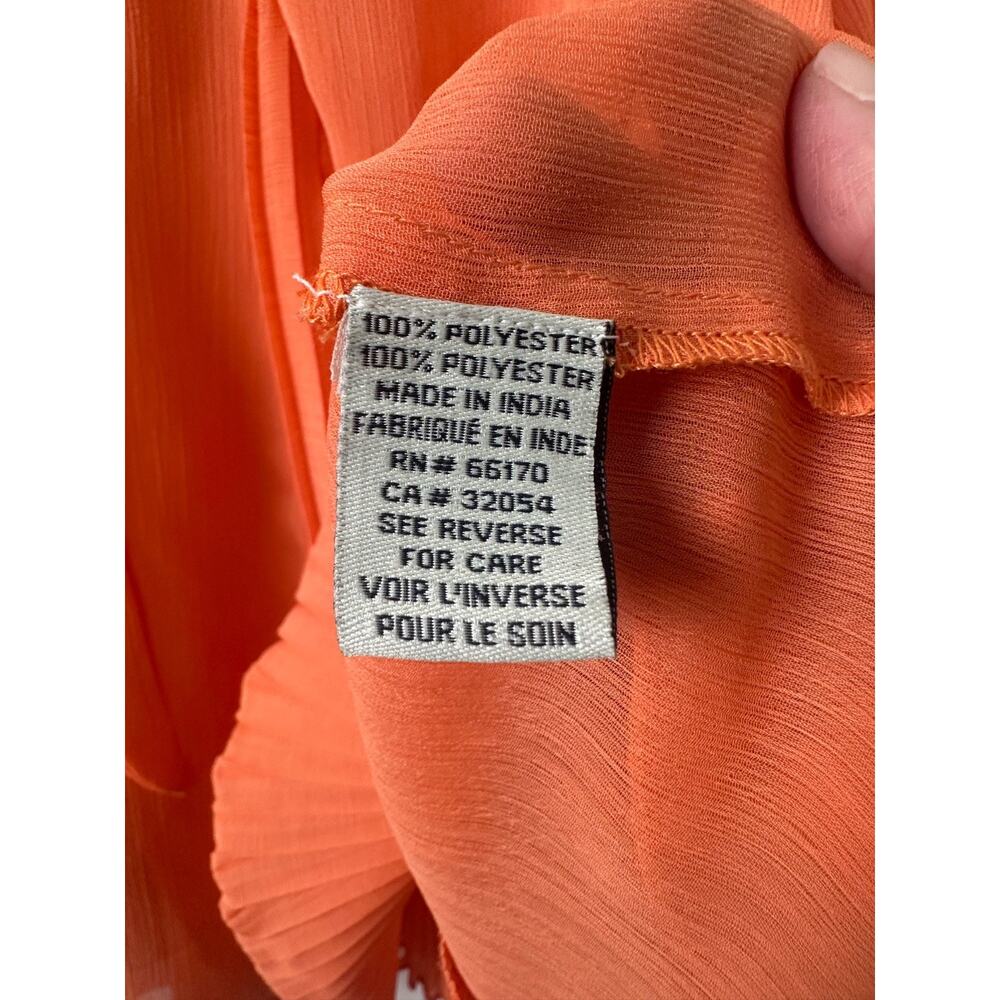 New Anthro Ranna Gill XS Coral Pleated Tie Neck Blouse Sheer Eyelet $130 D24 - Picture 4 of 8